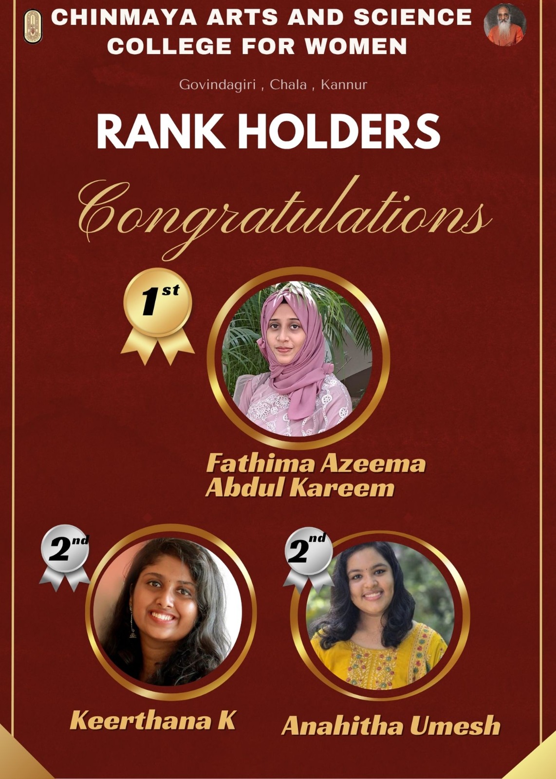 RANK HOLDERS & COLLEGE TOPPERS
