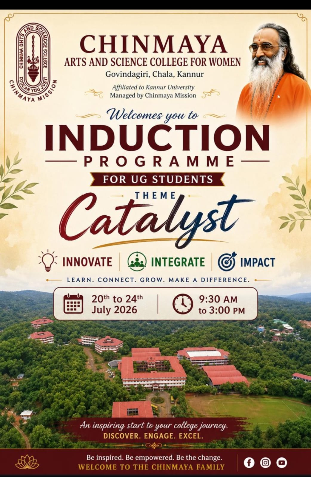  FIRST YEAR INDUCTION PROGRAM 20 TO 24 JULY 2026